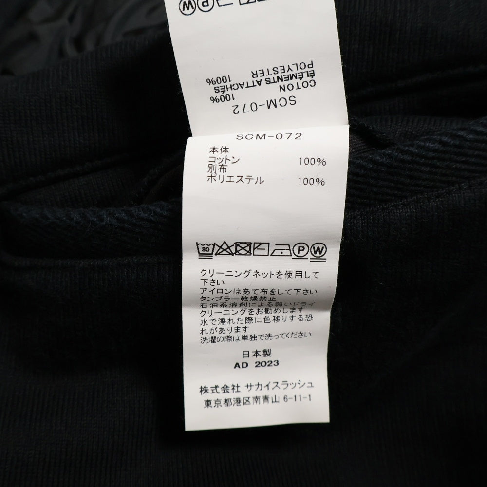 Sacai(サカイ) Sweat Jersey Pants ウエストナイロン切り替えスウェットパンツ ブラック/グレー SCM-072