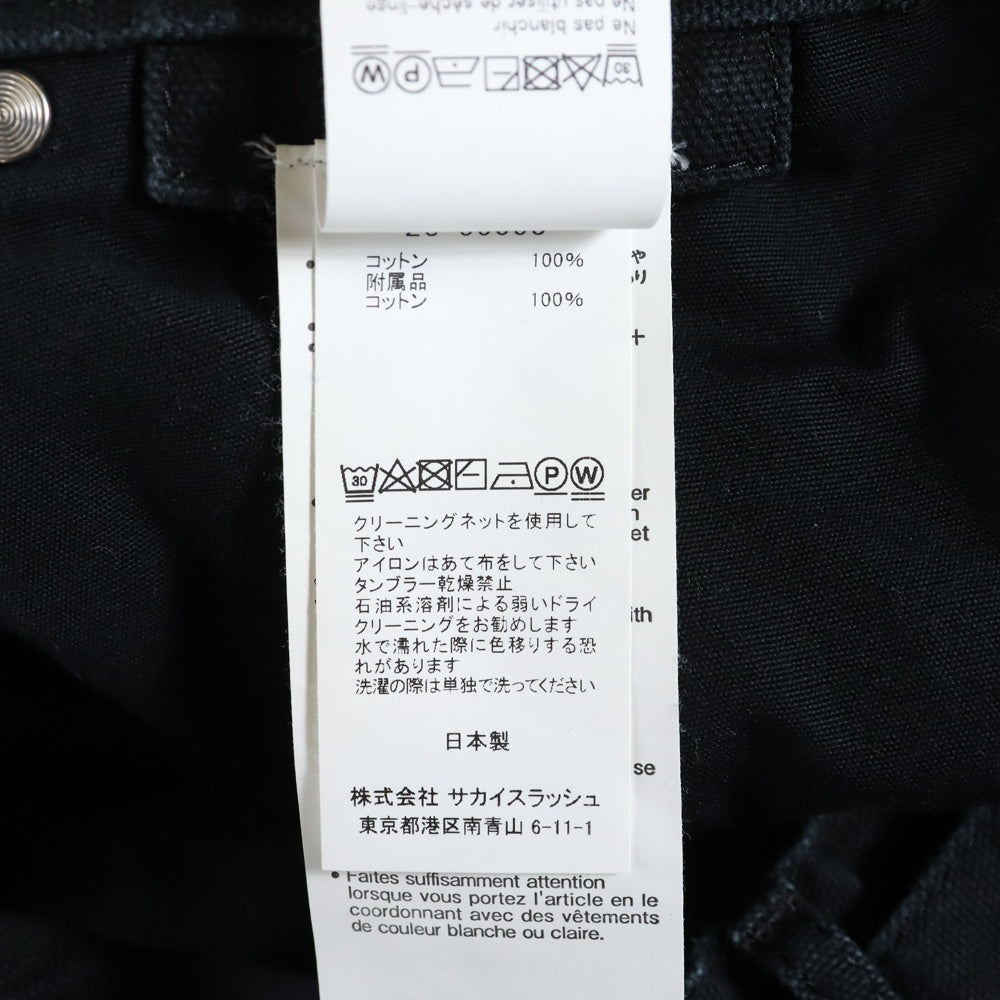Sacai(サカイ) 23AW ×Carhartt WIP Canvas Pants カーハート キャンバスペインターパンツ ブラック 23-0555S