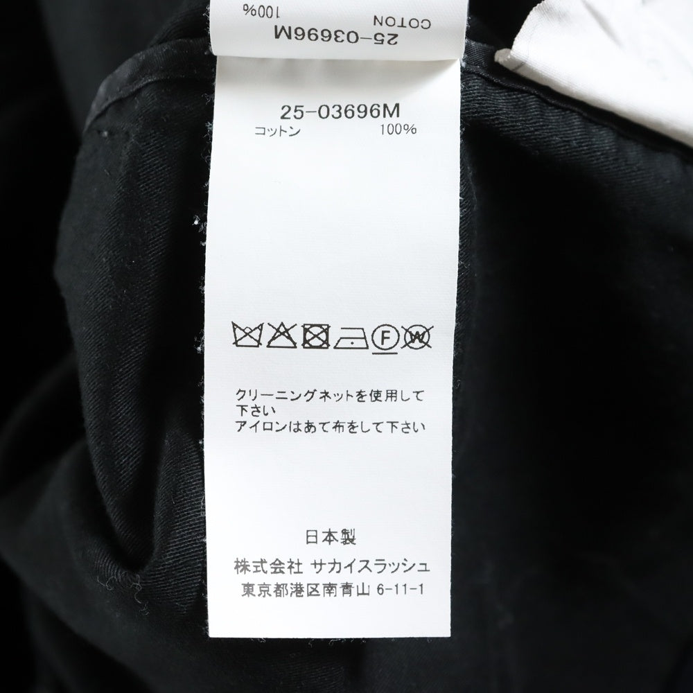 Sacai(サカイ) 25SS ×WTAPS Cotton Back Satin Pants ダブルタップス コットンベイカーパンツ ブラック 25-03696M