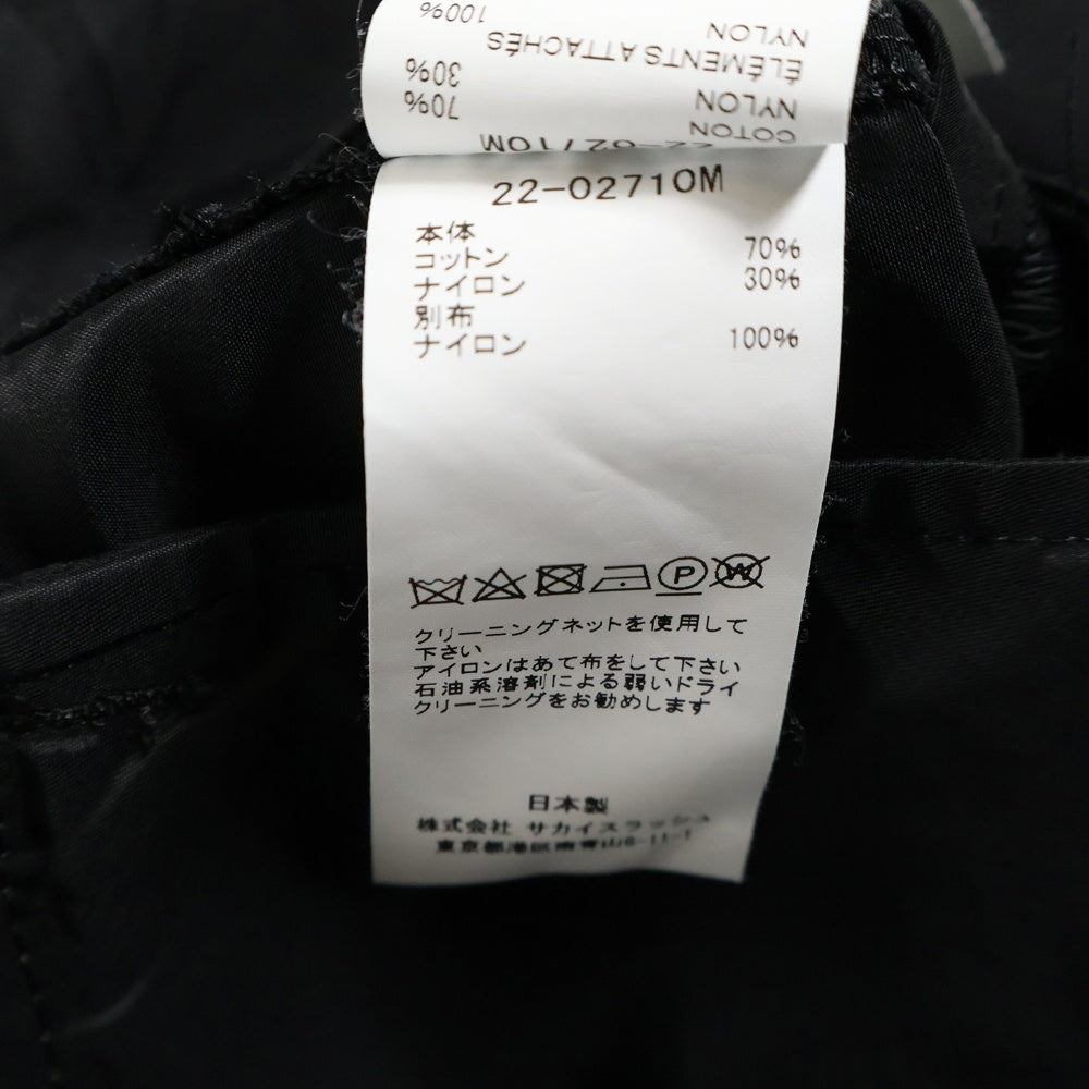 Sacai(サカイ) 22SS Nylon Twill Mix Pants ナイロンツイルミックスパンツ ブラック 22-02710M