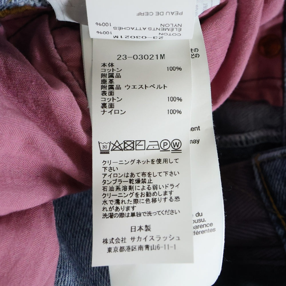 Sacai(サカイ) 23SS Boot Cut Denim Pants ベルテッド ブーツカットデニムパンツ インディゴ 23-03021M