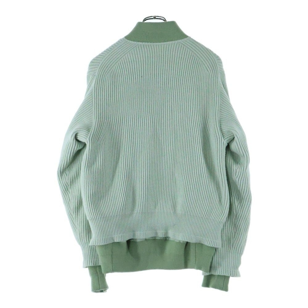 Sacai(サカイ) 24AW Gonz Multi Patch Nylon Twill Knit Cardigan ゴンズマルチパッチナイロン切替カーディガン ニットウェア ライムグリーン 24-03549M