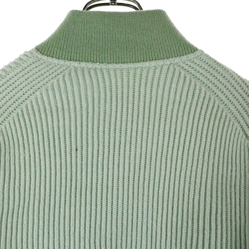 Sacai(サカイ) 24AW Gonz Multi Patch Nylon Twill Knit Cardigan ゴンズマルチパッチナイロン切替カーディガン ニットウェア ライムグリーン 24-03549M