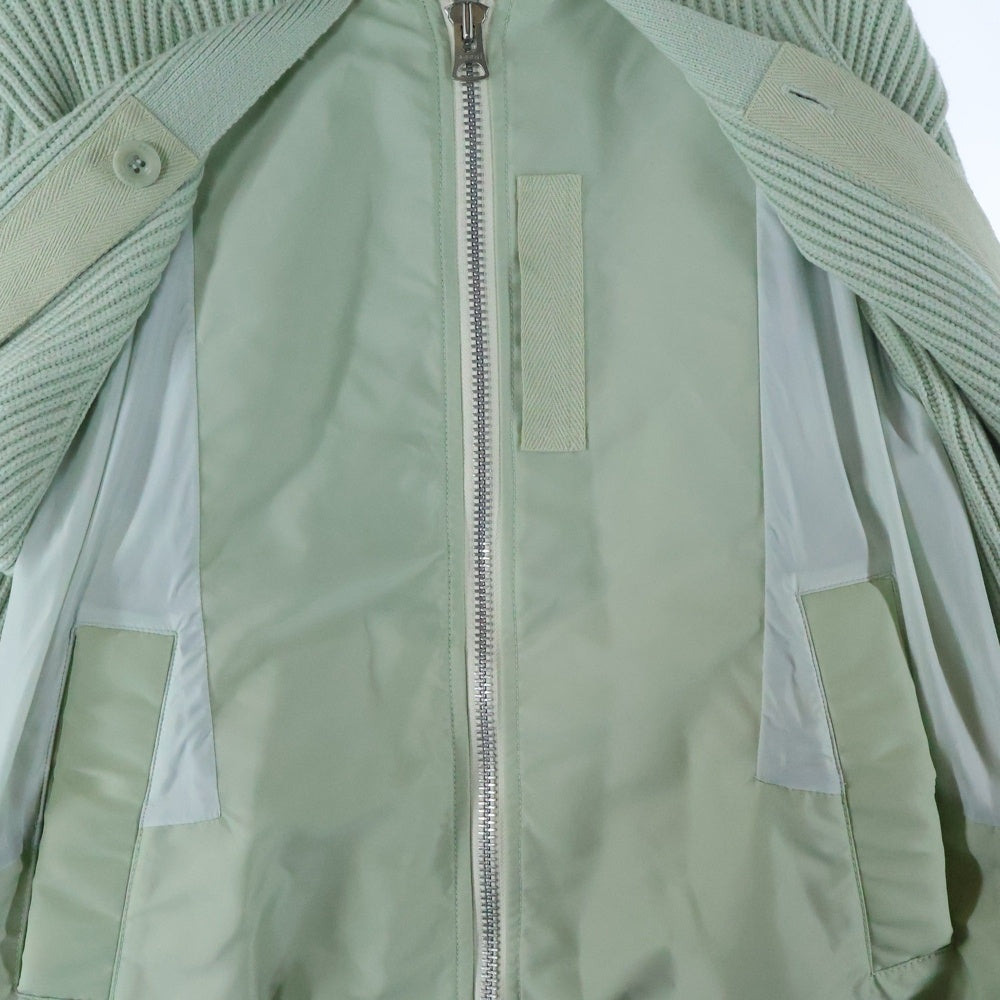 Sacai(サカイ) 24AW Gonz Multi Patch Nylon Twill Knit Cardigan ゴンズマルチパッチナイロン切替カーディガン ニットウェア ライムグリーン 24-03549M
