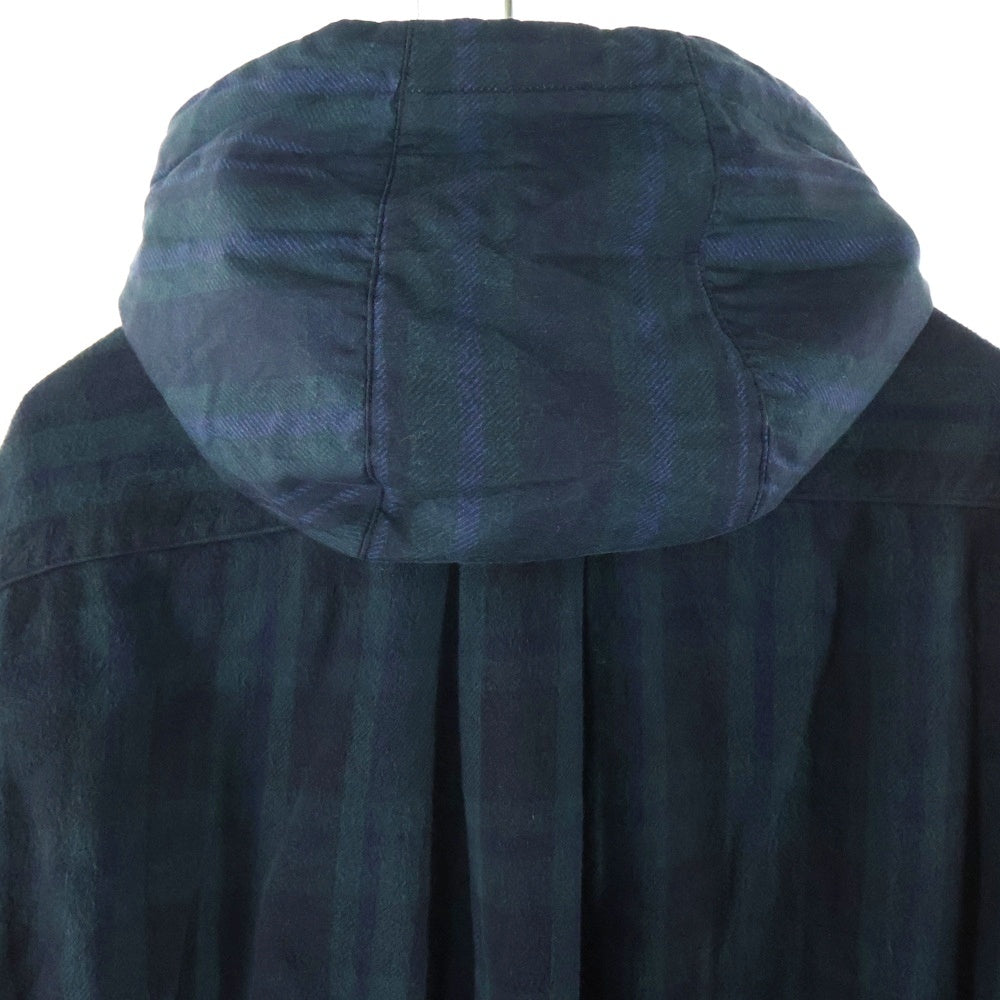 Sacai(サカイ) 24AW Gonz Multi Patch Plaid Hoodie レイヤード ナイロン切替 フーテッドフランネルシャツ グリーン調 24-03548M