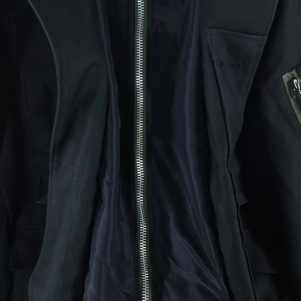 Sacai(サカイ) 25SS ×WTAPS Cotton Back Satin Jacket 02 ダブルタップス コットンバックサテンジャケット02 ミリタリージャケット ブラック 25-03694M