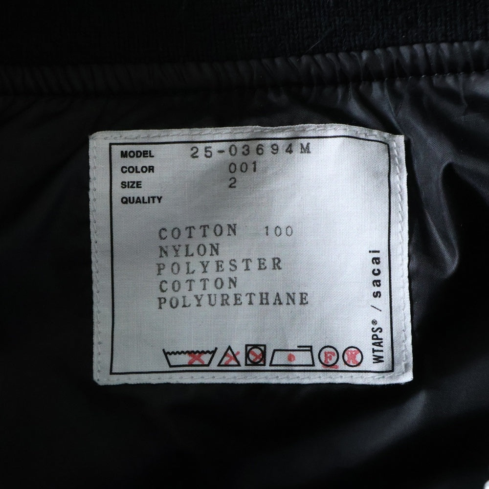 Sacai(サカイ) 25SS ×WTAPS Cotton Back Satin Jacket 02 ダブルタップス コットンバックサテンジャケット02 ミリタリージャケット ブラック 25-03694M