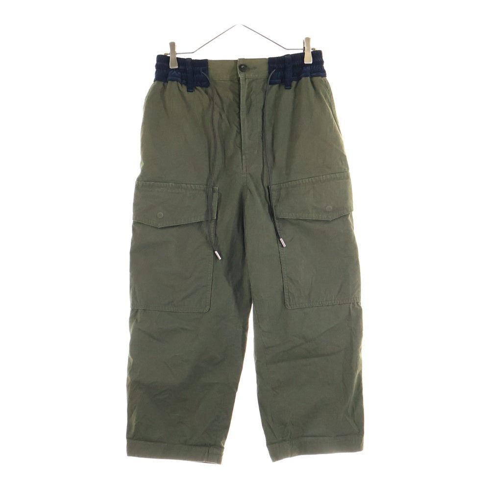 Sacai(サカイ) 21AW COTTON OXFORD PANTS ベルベット切替 ミリタリーカーゴパンツ カーキ 21-02597M