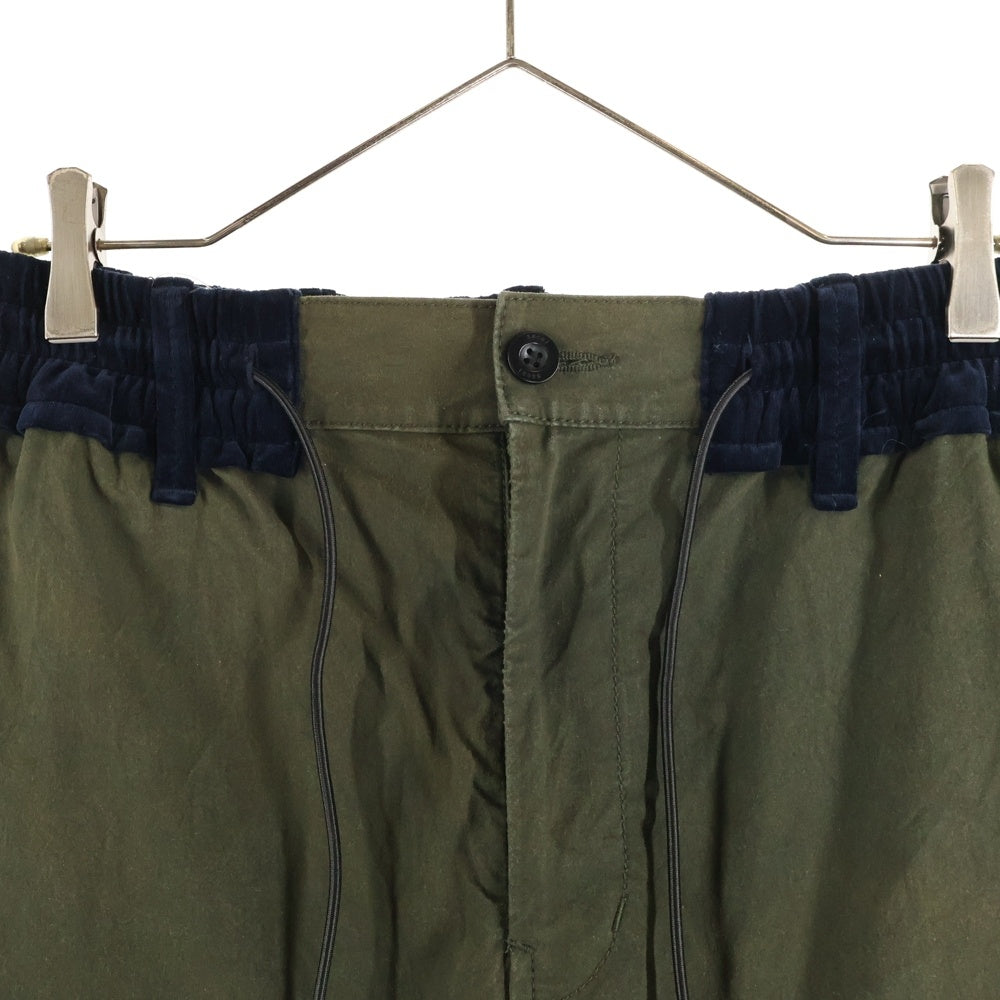 Sacai(サカイ) 21AW COTTON OXFORD PANTS ベルベット切替 ミリタリーカーゴパンツ カーキ 21-02597M