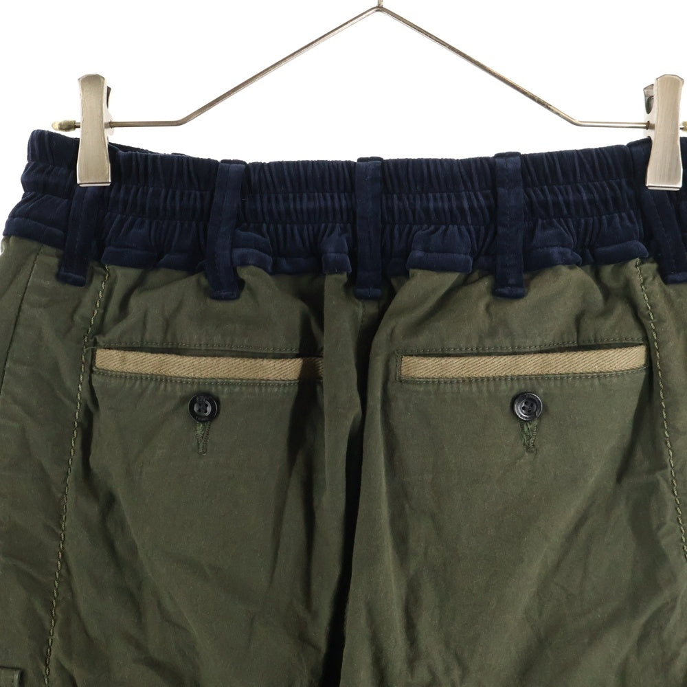 Sacai(サカイ) 21AW COTTON OXFORD PANTS ベルベット切替 ミリタリーカーゴパンツ カーキ 21-02597M