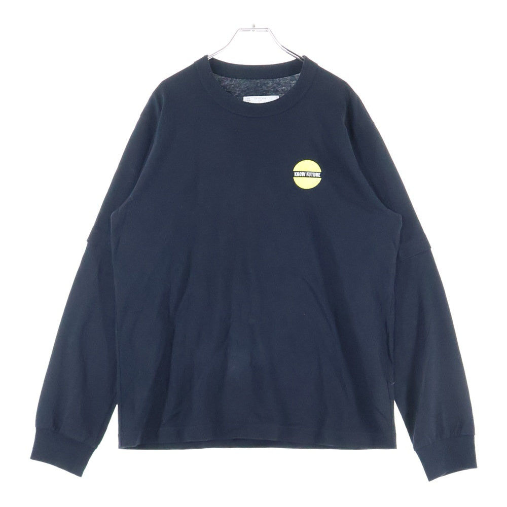 Sacai(サカイ) 24SS KNOW FUTURE L/S T-Shirt ロゴパッチ レイヤード長袖Tシャツ カットソー ブラック 24-0724S