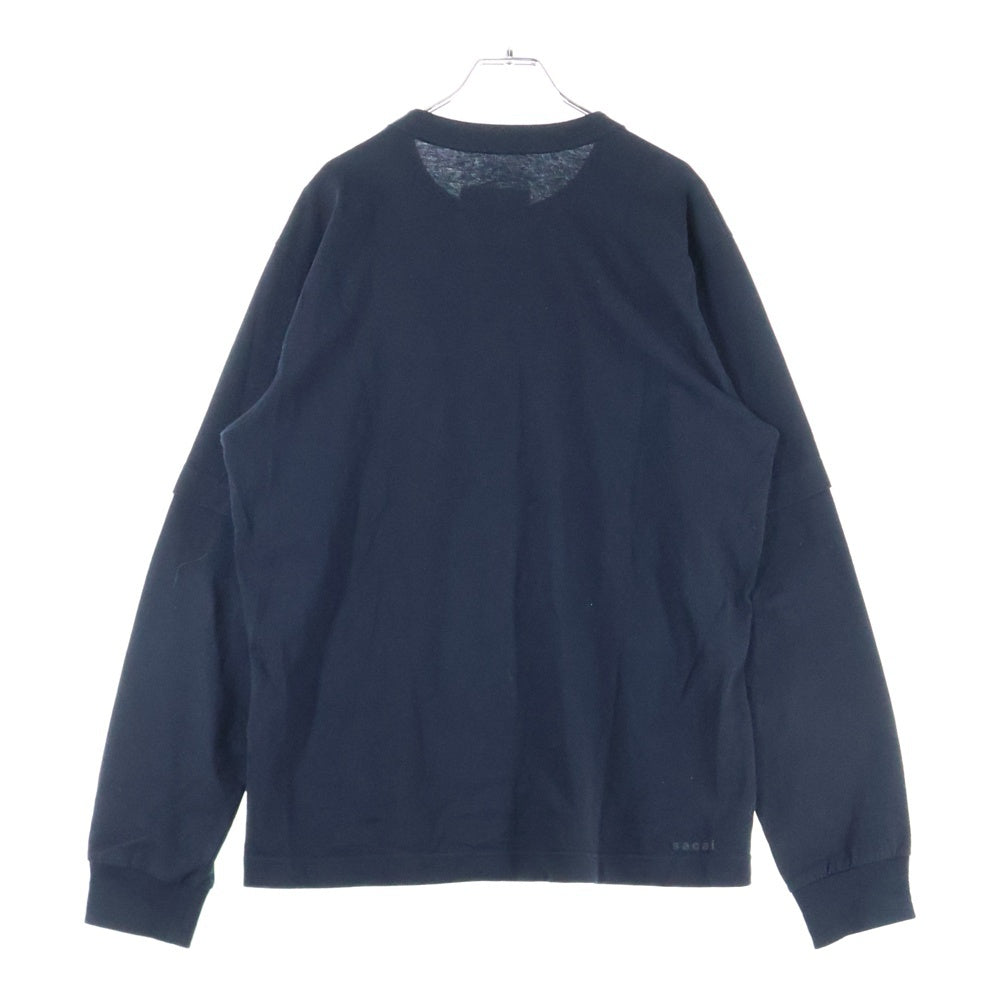Sacai(サカイ) 24SS KNOW FUTURE L/S T-Shirt ロゴパッチ レイヤード長袖Tシャツ カットソー ブラック 24-0724S