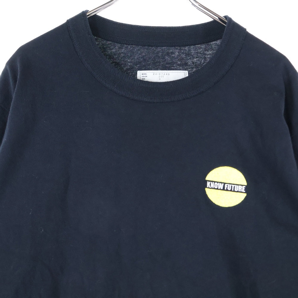 Sacai(サカイ) 24SS KNOW FUTURE L/S T-Shirt ロゴパッチ レイヤード長袖Tシャツ カットソー ブラック 24-0724S