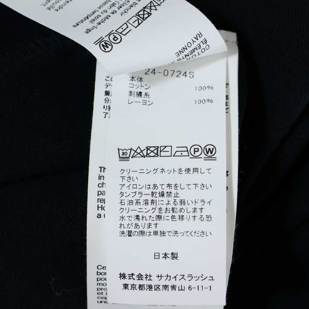 Sacai(サカイ) 24SS KNOW FUTURE L/S T-Shirt ロゴパッチ レイヤード長袖Tシャツ カットソー ブラック 24-0724S