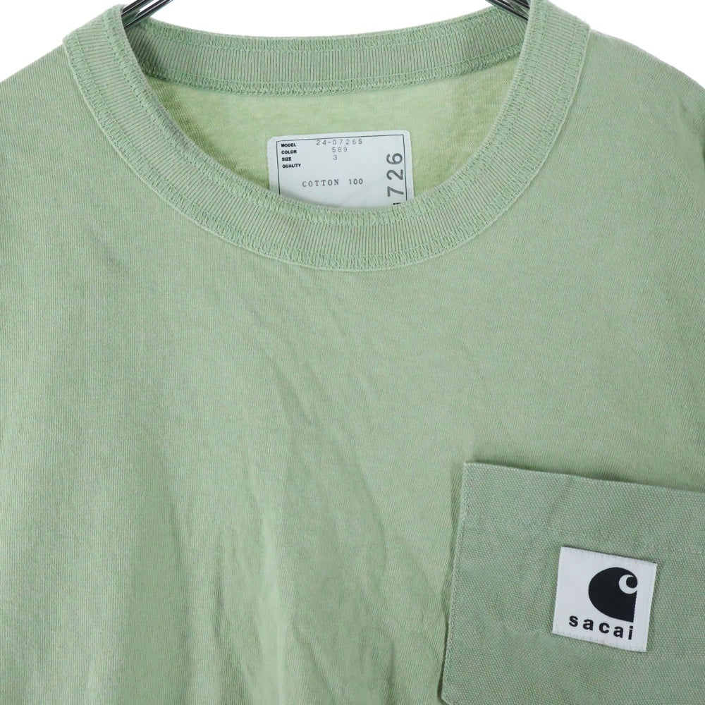 Sacai(サカイ) 24SS ×Carhartt WIP L/S T-Shirt カーハートダブリューアイピー レイヤード長袖Tシャツ カットソー ライムグリーン 24-0726S