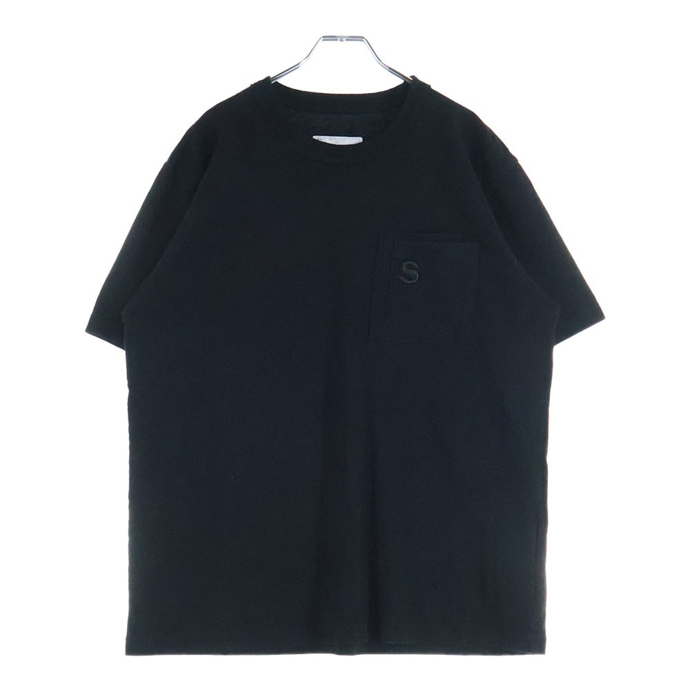 Sacai(サカイ) 20SS Sロゴ刺繍 ダブルポケット 半袖Tシャツ カットソー ブラック 20-0151S