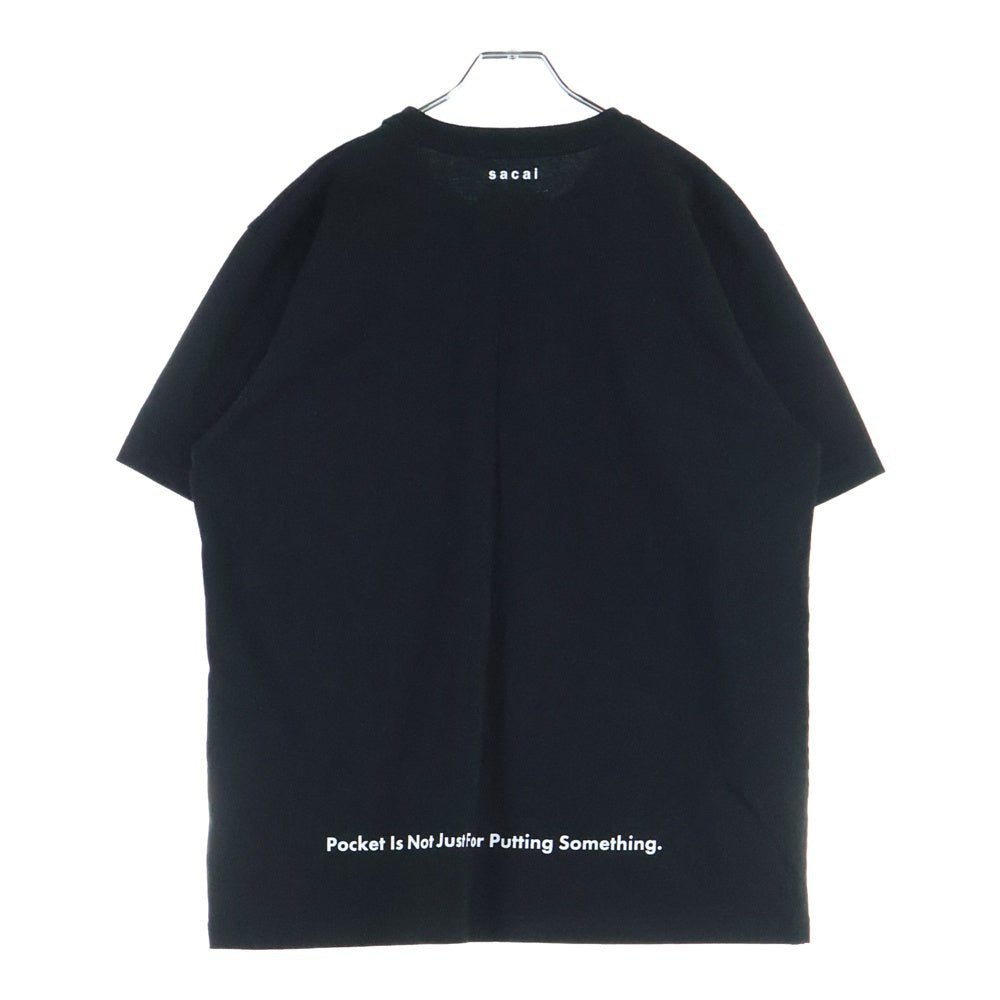 Sacai(サカイ) 20SS Sロゴ刺繍 ダブルポケット 半袖Tシャツ カットソー ブラック 20-0151S