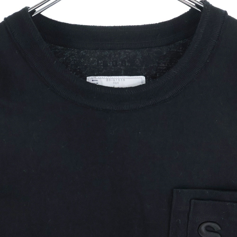 Sacai(サカイ) 20SS Sロゴ刺繍 ダブルポケット 半袖Tシャツ カットソー ブラック 20-0151S