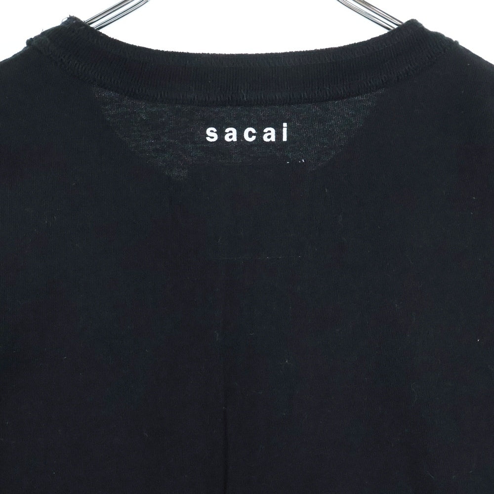 Sacai(サカイ) 20SS Sロゴ刺繍 ダブルポケット 半袖Tシャツ カットソー ブラック 20-0151S
