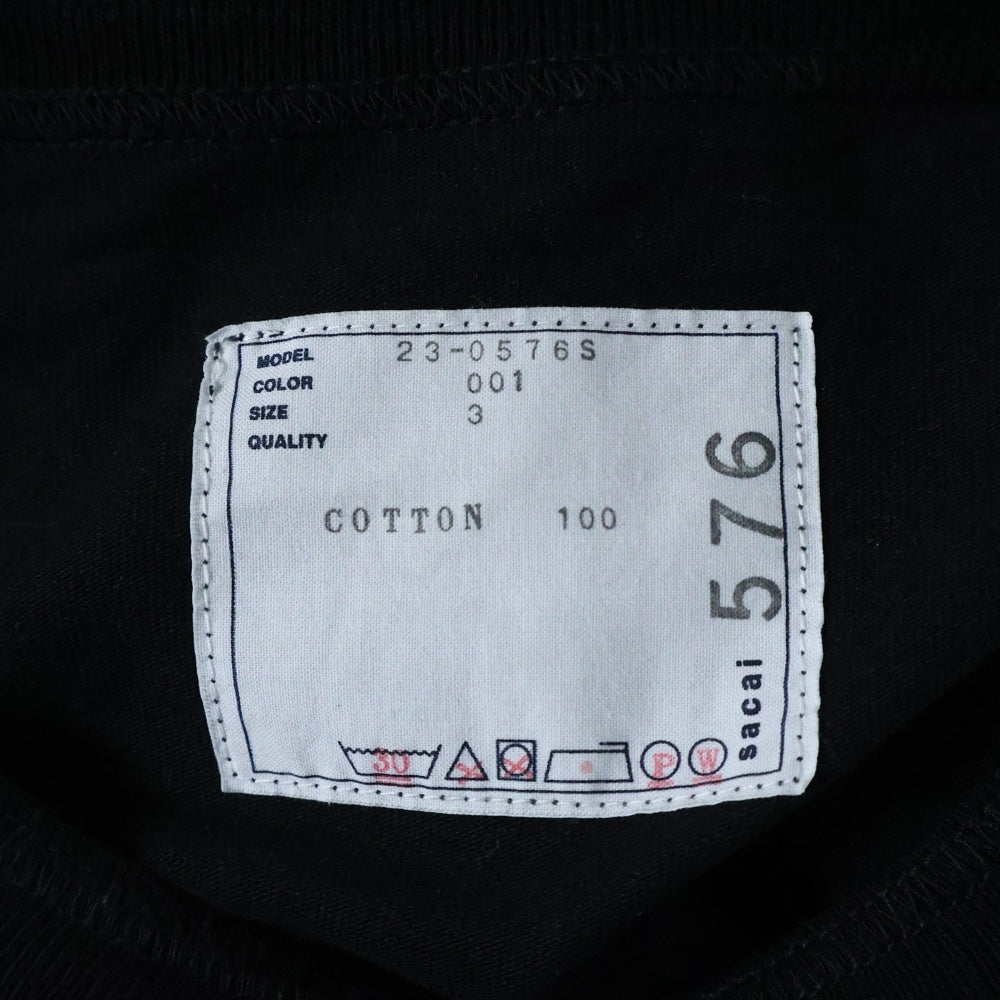 Sacai(サカイ) 23AW INTERSTELLAR L/S インターステラー レイヤード長袖Tシャツ カットソー ブラック 23-0576S