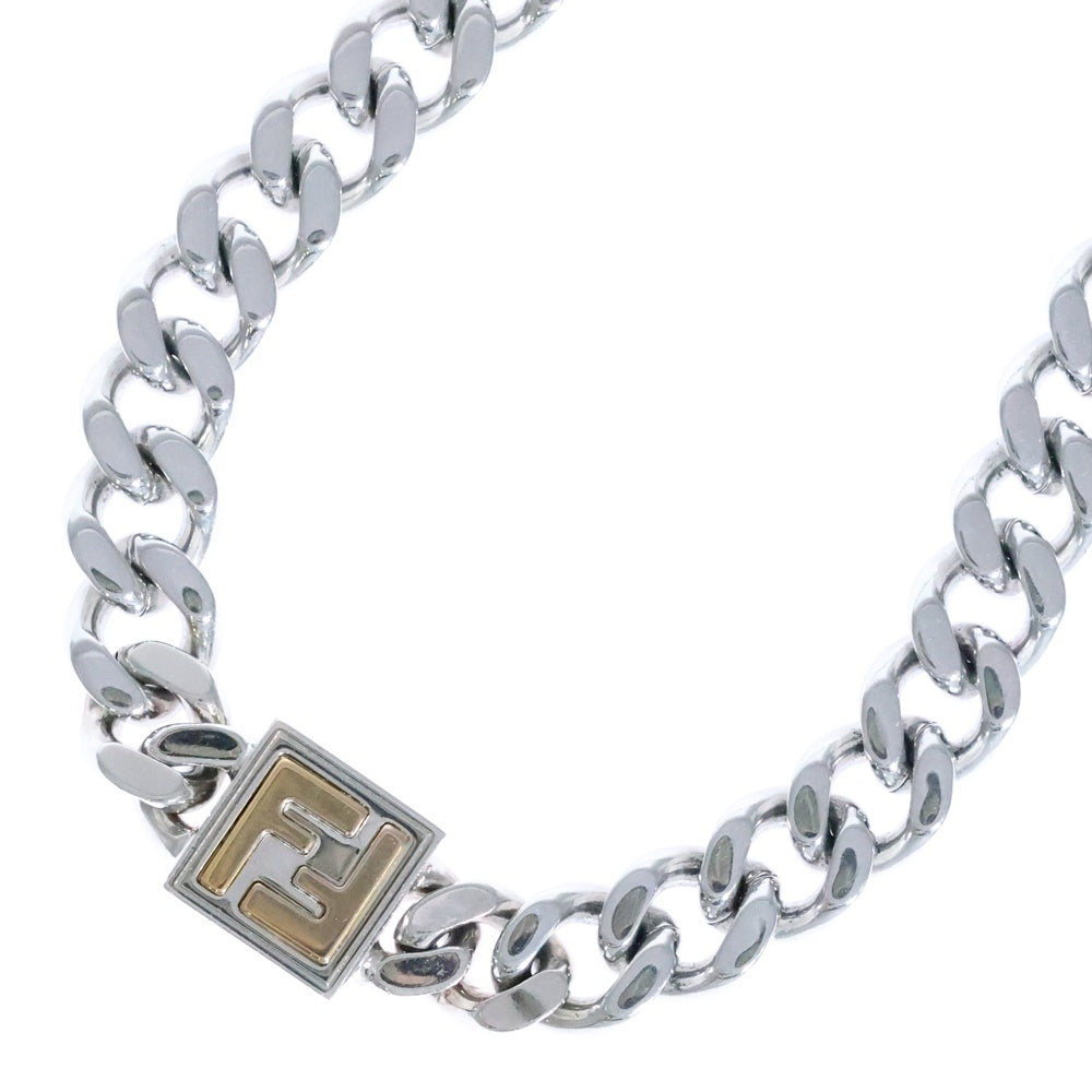 FENDI フェンディ ネックレス FF メンズ シルバー 喜平チェーン FENDI(フェンディ) ズッカ スクエアトップ 喜平チェーンネックレス