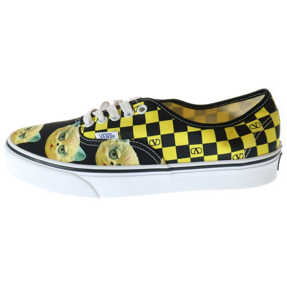 VALENTINO(ヴァレンティノ) ×VANS Vロゴ チェッカーボードプリント キャンパスローカットスニーカー イエロー 7Y0S0M23