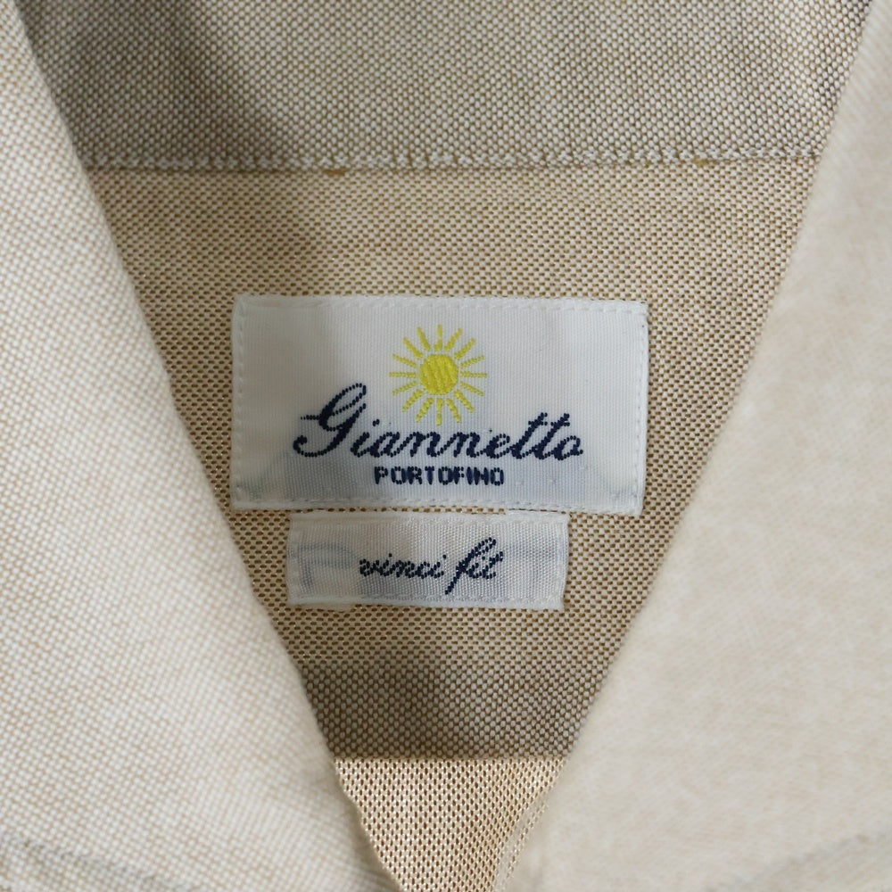Giannetta(ジャンネット) ホリゾンタルカラー コットンシャツ 長袖シャツ ベージュ