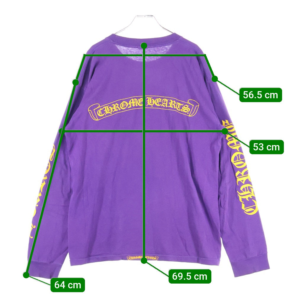 CHROME HEARTS(クロムハーツ) OLD Vertical Logo L/S オールド バーティカルロゴ バックプリント アーチロゴ 長袖Tシャツ カットソー パープル