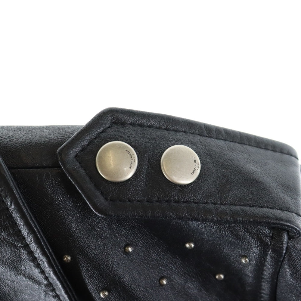 SAINT LAURENT PARIS(サンローランパリ) ヴィンテージ加工スタッズ装飾ライダースレザージャケット ブラック 683270 Y5RD2