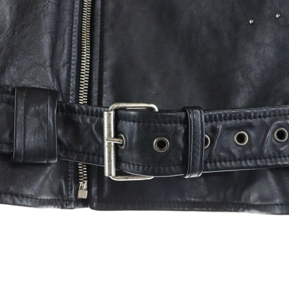 SAINT LAURENT PARIS(サンローランパリ) ヴィンテージ加工スタッズ装飾ライダースレザージャケット ブラック 683270 Y5RD2