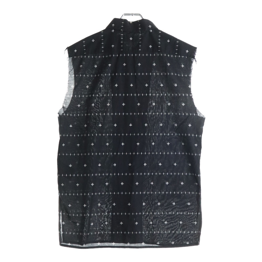 SAINT LAURENT PARIS(サンローランパリ) 19SS 総柄デザインノースリーブシャツ 袖カットオフ ブラック 552843 Y085U