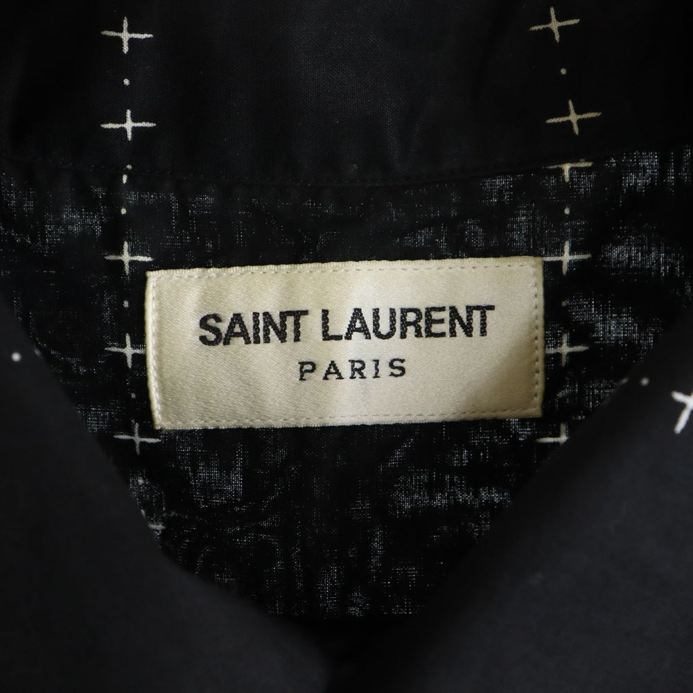 SAINT LAURENT PARIS(サンローランパリ) 19SS 総柄デザインノースリーブシャツ 袖カットオフ ブラック 552843 Y085U