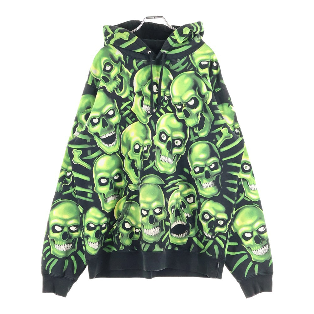 SUPREME(シュプリーム) 18SS Skull Pile Hooded Sweatshirt スカルパイル プルオーバーパーカー ブラック/グリーン