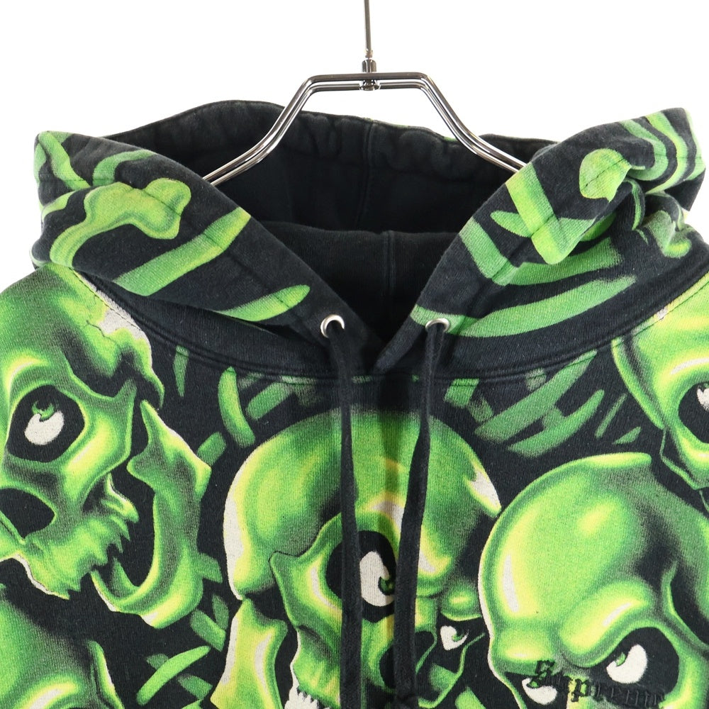 SUPREME(シュプリーム) 18SS Skull Pile Hooded Sweatshirt スカルパイル プルオーバーパーカー ブラック/グリーン