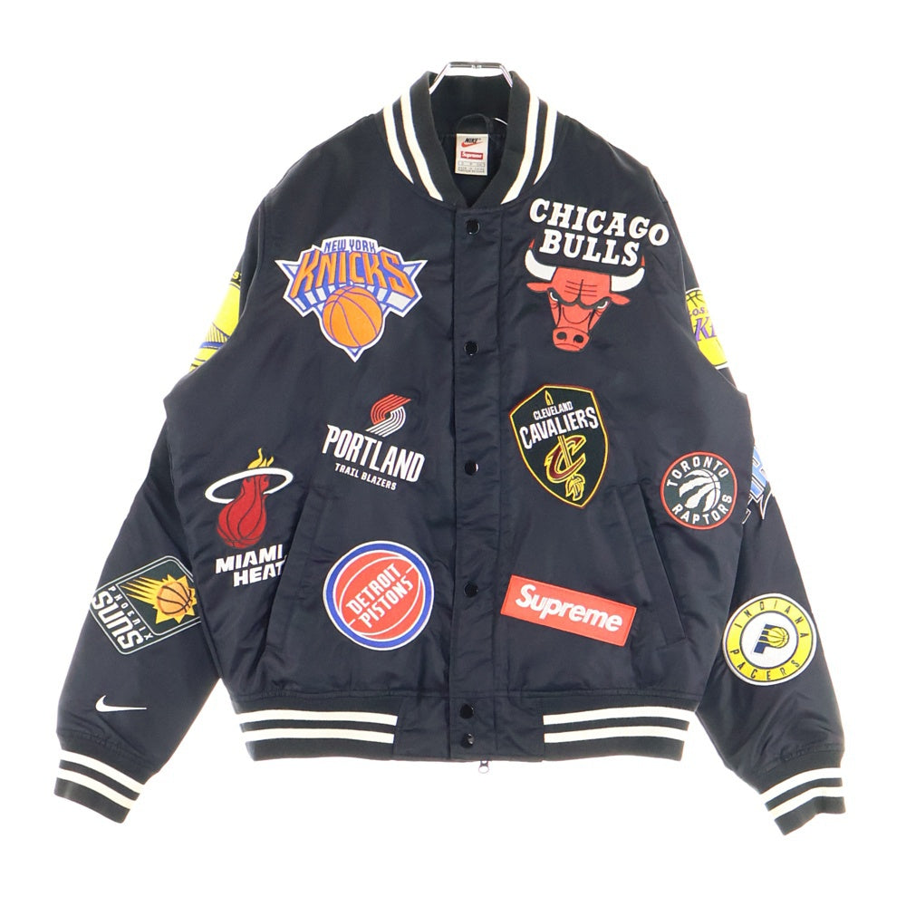 SUPREME(シュプリーム) 18SS×NIKE NBA Teams Warm-Up Jacket ナイキ エヌビーエー ロゴエンブロイダリー ウォームアップ スタジアムジャケット ブラック AO3631-010