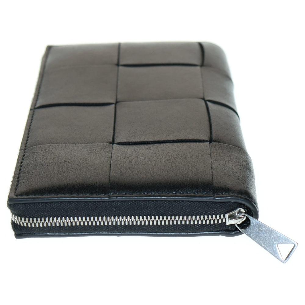 BOTTEGA VENETA(ボッテガヴェネタ) カセット イントレチャート ラウンドジップ 長財布 ブラック 814649 VBWD2 8803