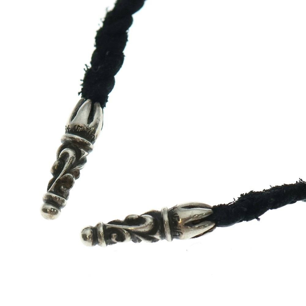 CHROME HEARTS(クロムハーツ) LEATHER BRAID スクロールレザーブレード ネックレス ブラック/シルバー