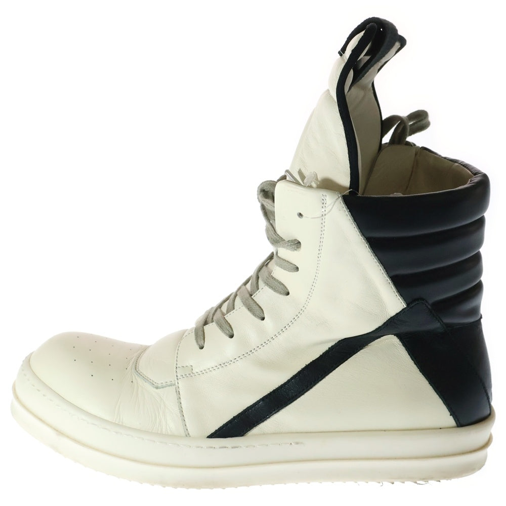 Rick Owens(リックオウエンス) GEOBASKET ジオバスケット ハイカット スニーカー レザー ホワイト/ブラック RU20F3894