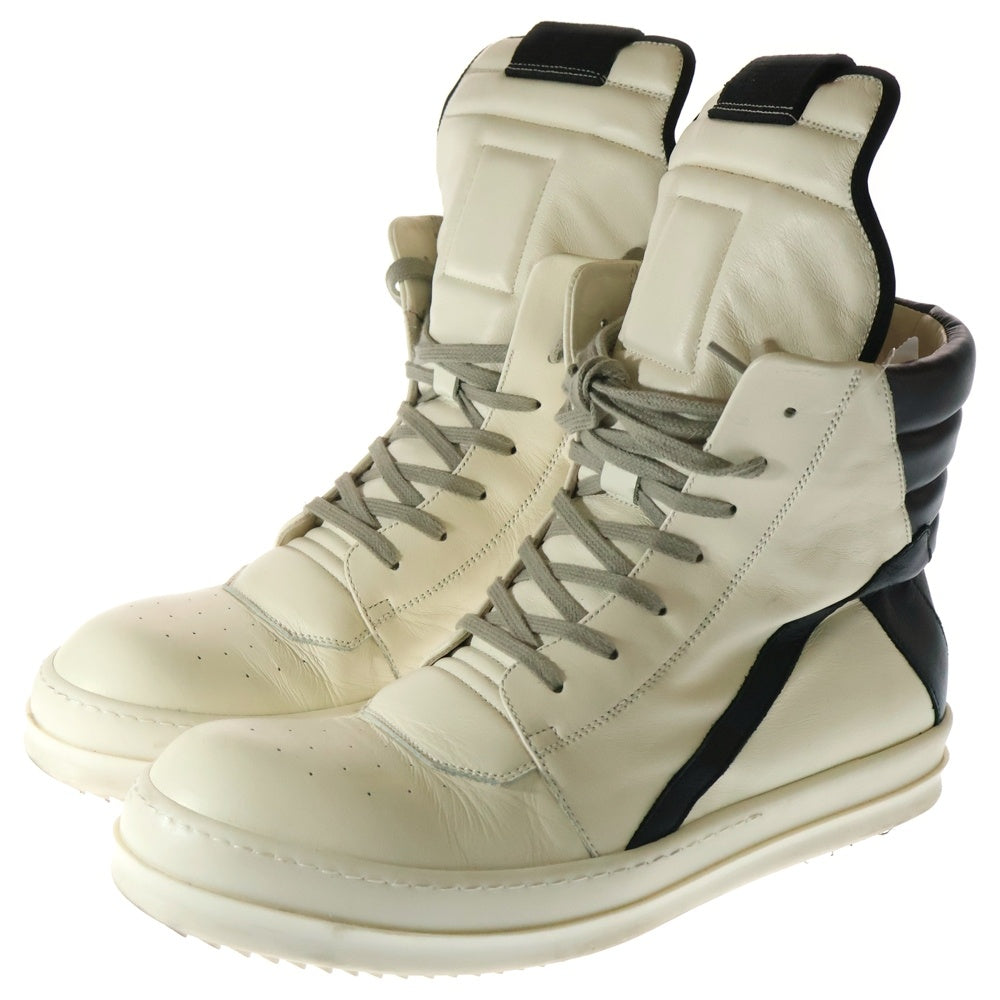 Rick Owens(リックオウエンス) GEOBASKET ジオバスケット ハイカット スニーカー レザー ホワイト/ブラック RU20F3894