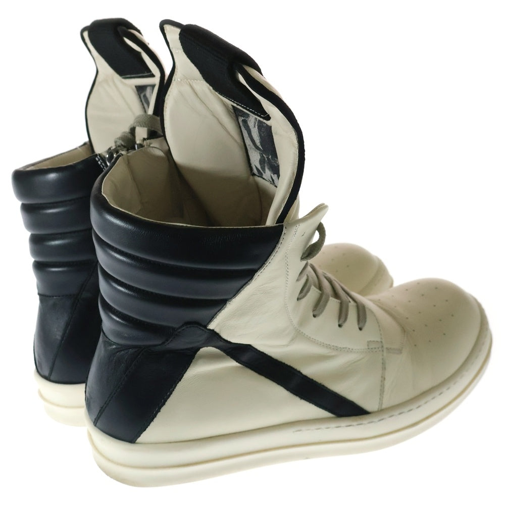 Rick Owens(リックオウエンス) GEOBASKET ジオバスケット ハイカット スニーカー レザー ホワイト/ブラック RU20F3894