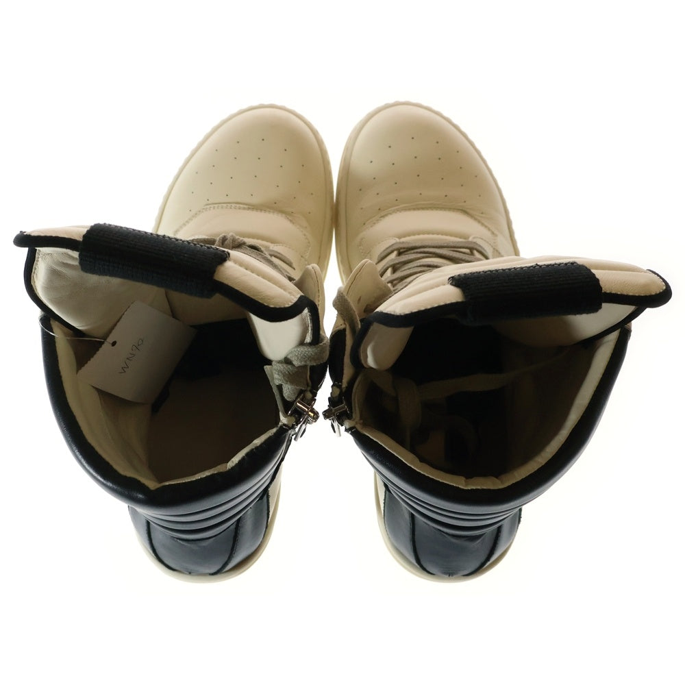 Rick Owens(リックオウエンス) GEOBASKET ジオバスケット ハイカット スニーカー レザー ホワイト/ブラック RU20F3894