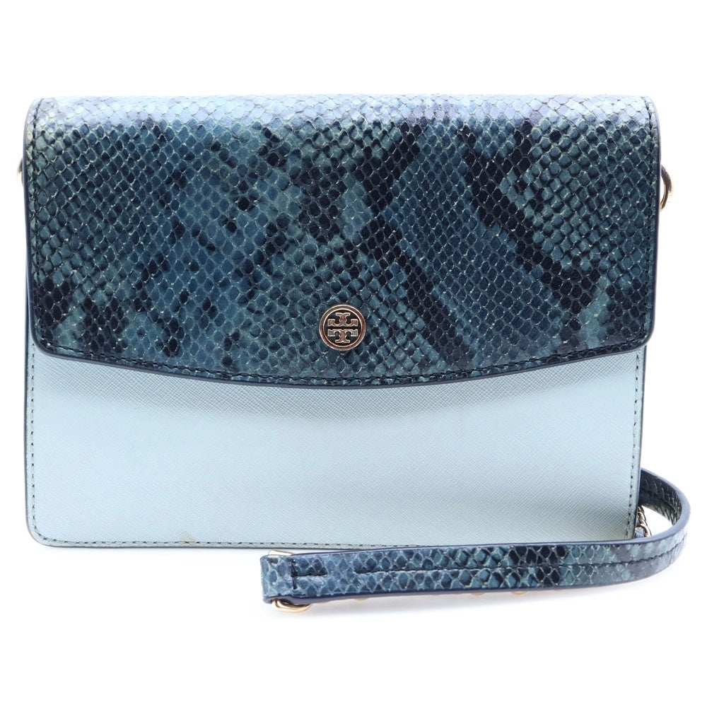 TORY BURCH(トリー バーチ) パイソン柄 チェーンショルダーバッグ レディース ネイビー/ライトブルー 10006142