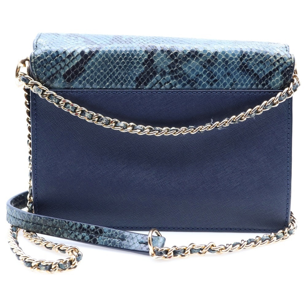 TORY BURCH(トリー バーチ) パイソン柄 チェーンショルダーバッグ レディース ネイビー/ライトブルー 10006142