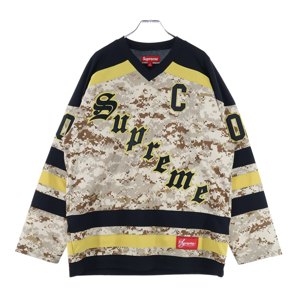 SUPREME(シュプリーム) 25AW Fire & Ice Hockey Jersey ファイヤーアンドアイスホッケージャージ 長袖ゲームシャツ ブラック/ベージュ