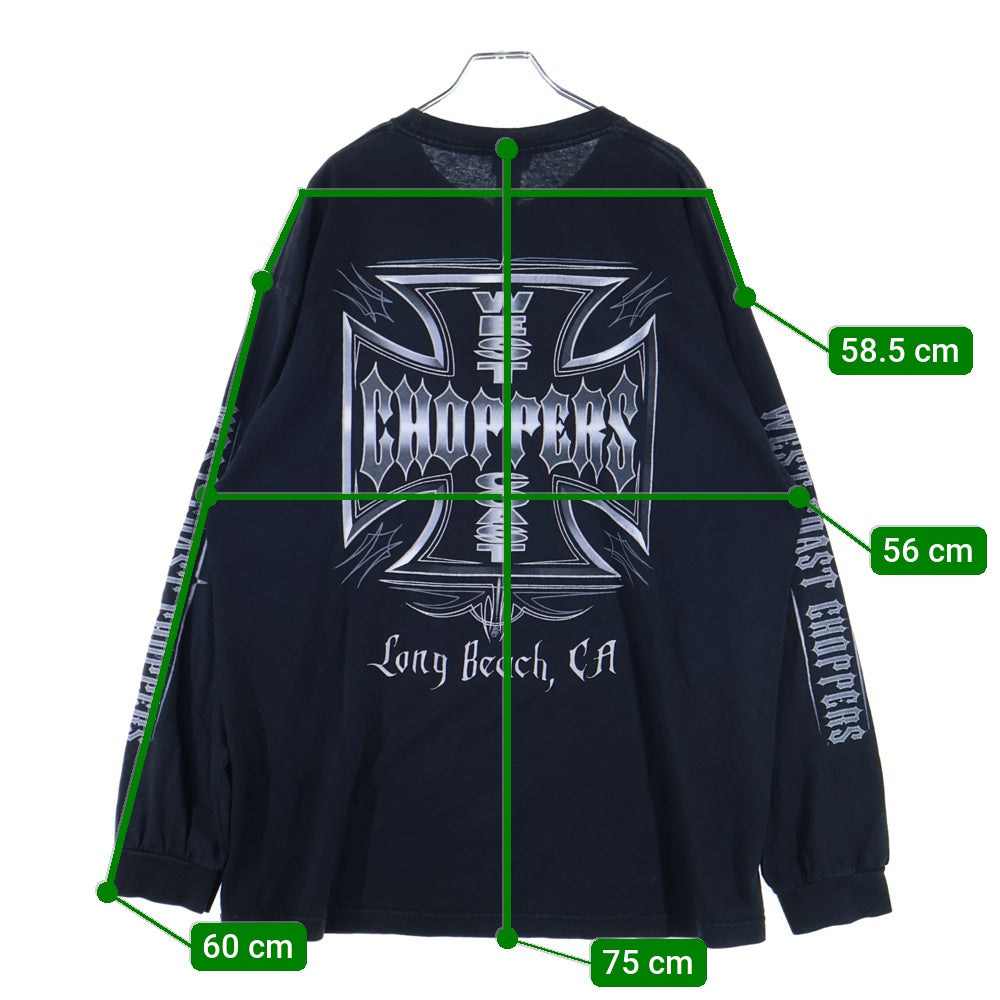 VINTAGE(ヴィンテージ) 90S WEST COAST CHOPPERS L/S TEE 両面プリント長袖Tシャツ 長袖カットソー ブラック