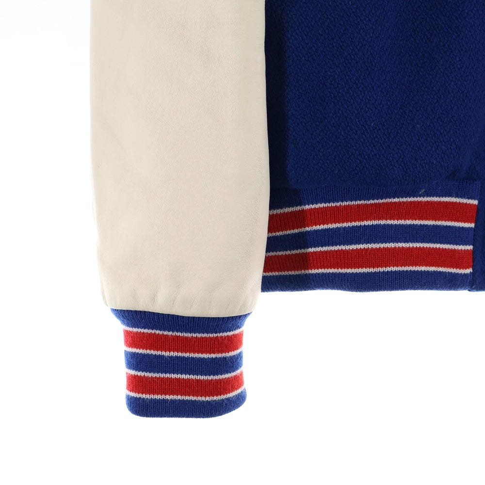 CELINE(セリーヌ) 22SS Classic Wool Teddy Jacket Cワッペンロゴ クラシックウール テディジャケット ブルー/ホワイト 2V56D896C