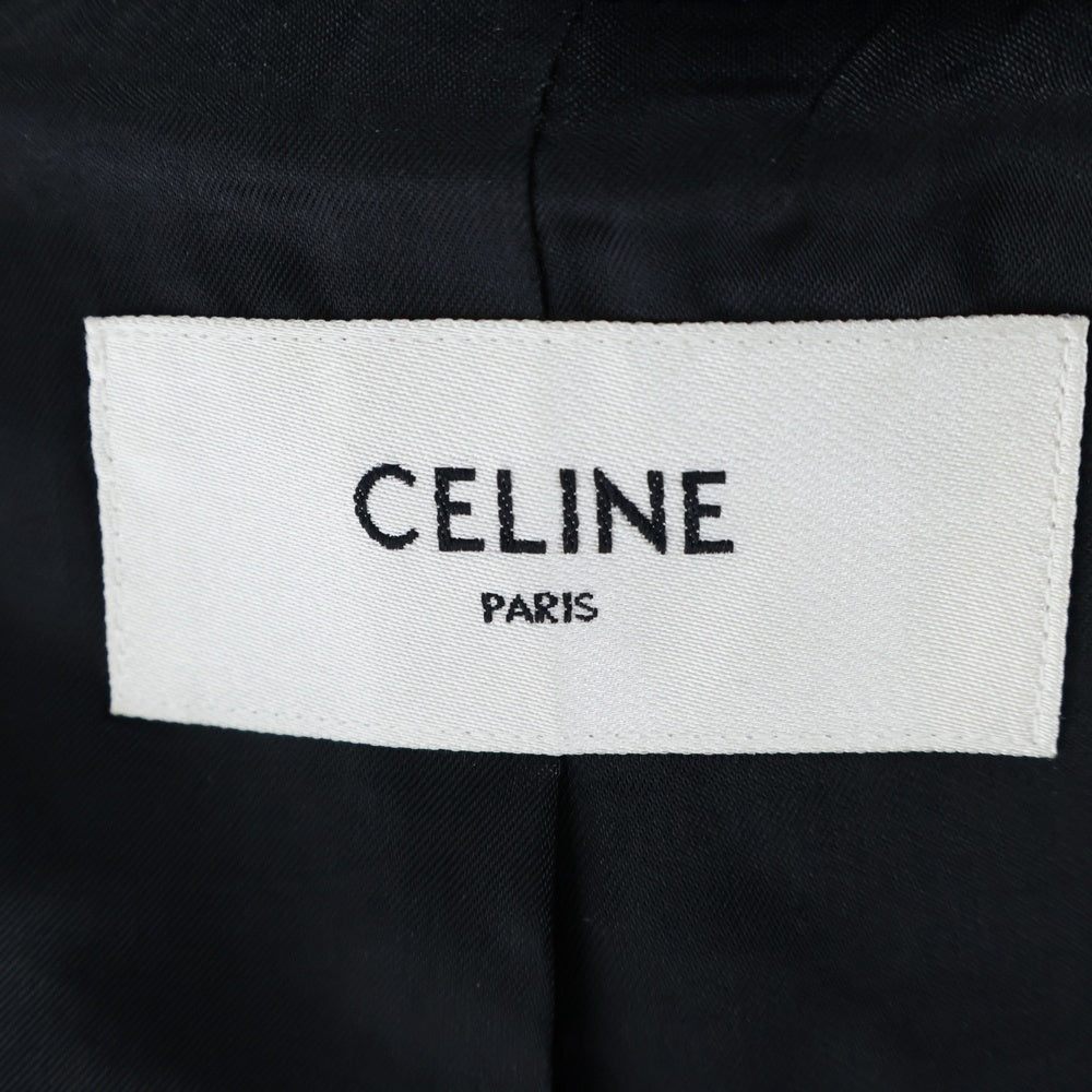 CELINE(セリーヌ) 22SS Classic Wool Teddy Jacket Cワッペンロゴ クラシックウール テディジャケット ブルー/ホワイト 2V56D896C