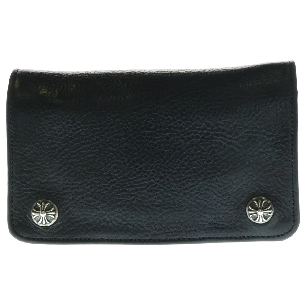 CHROME HEARTS(クロムハーツ) 1ZIP 1ジップ クロスボールボタン レザーウォレット 財布 ブラック BCA362