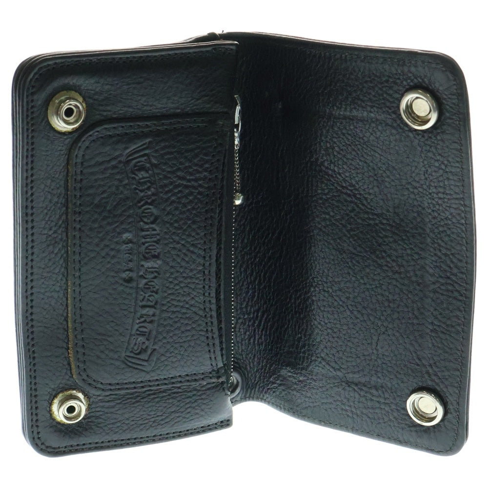 CHROME HEARTS(クロムハーツ) 1ZIP 1ジップ クロスボールボタン レザーウォレット 財布 ブラック BCA362