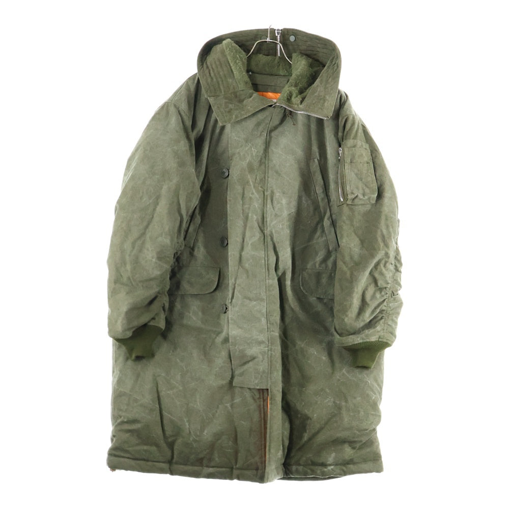 READY MADE(レディメイド) 24AW HOODED DOWN COAT ヴィンテージ加工ロングダウンコート ジャケット カーキ RE-CO-KH-00-00-266